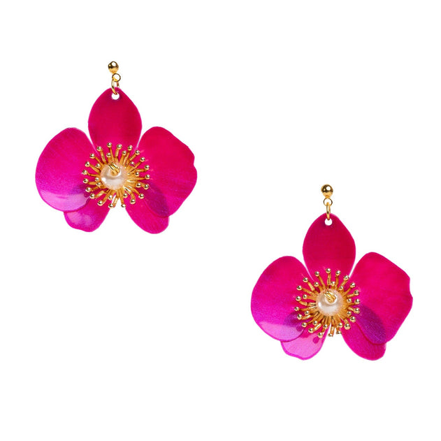 Small Butterfly Orchid Stud Earrings Barbie Pink