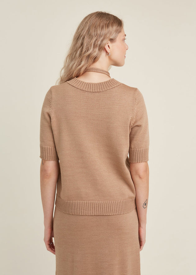Knitted Merino Wool Top Camel