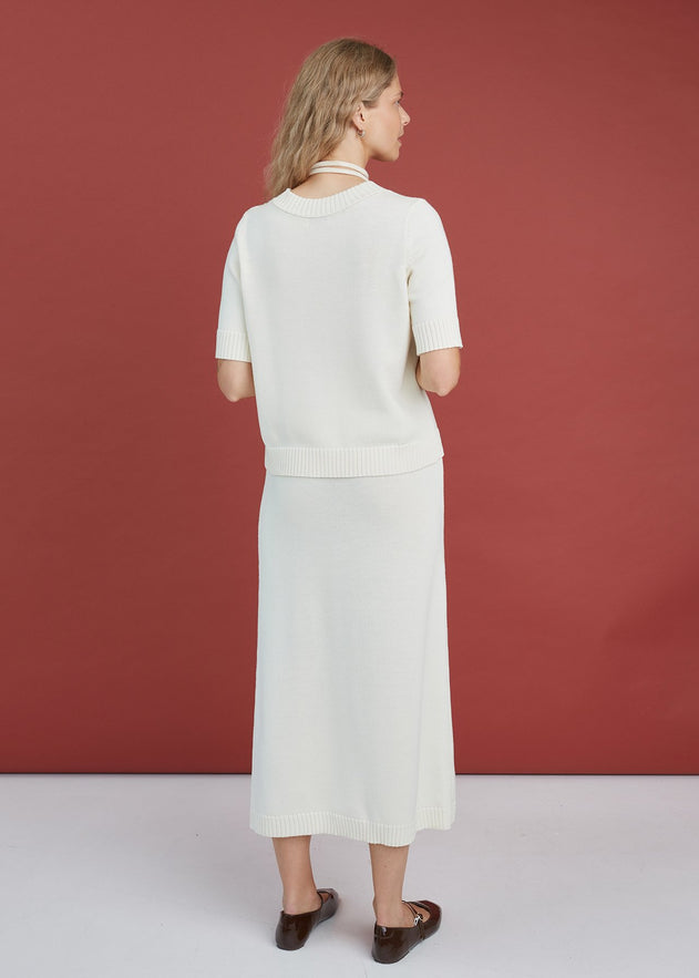 Knitted Merino Wool Top Natural White