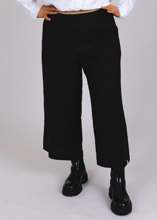 Culottes Linen Trousers Stonewashed Black