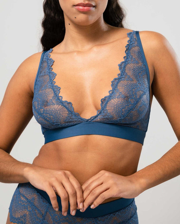 Lace Plunge Bralette Stormy Sky