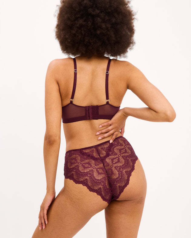 Lace Highwaist Briefs Cherry