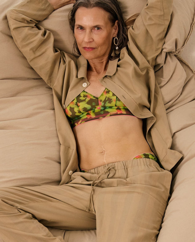 Mesh Balconette Olive Abstract Floral