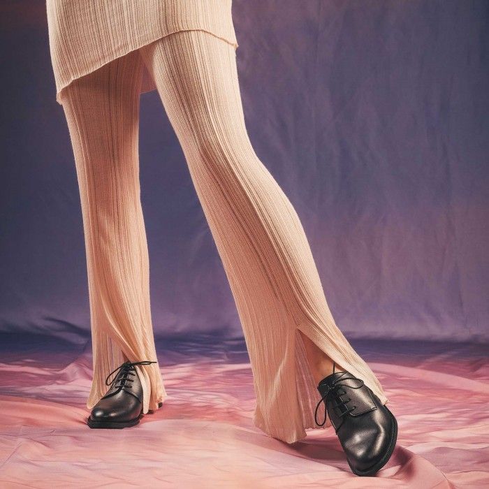Obe Zwart Vegan Derby Schoenen Plat