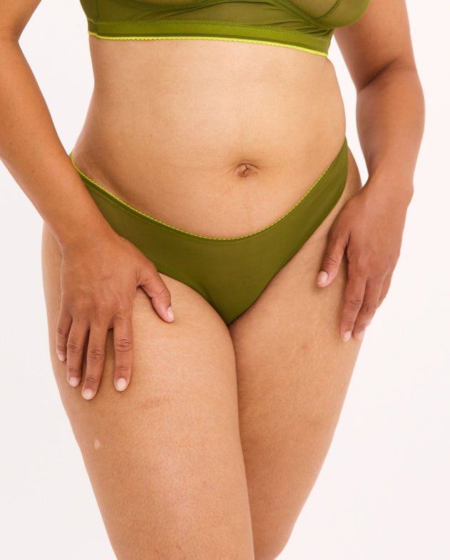Mesh Bikini Briefs Olive