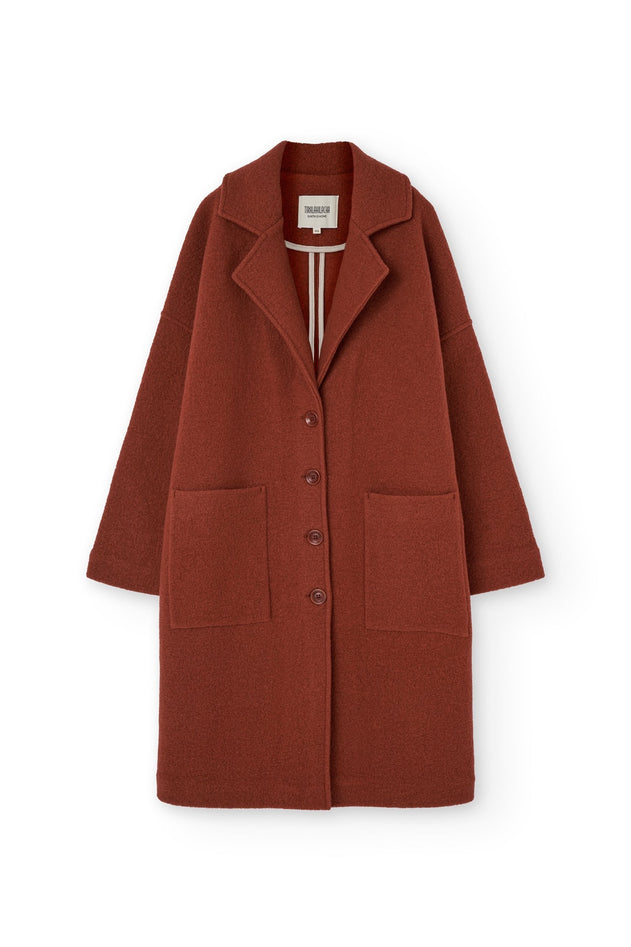 Merino Wool Long Coat in Red