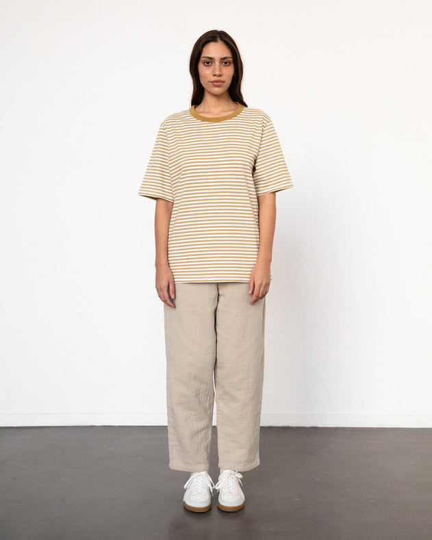 Unisex Striped T-Shirt Caramel/White