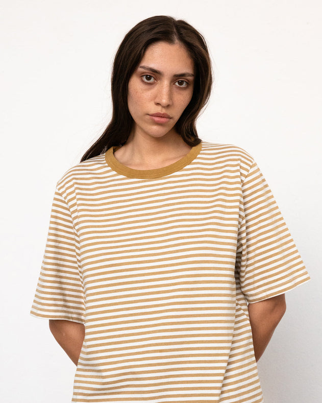Unisex Striped T-Shirt Caramel/White