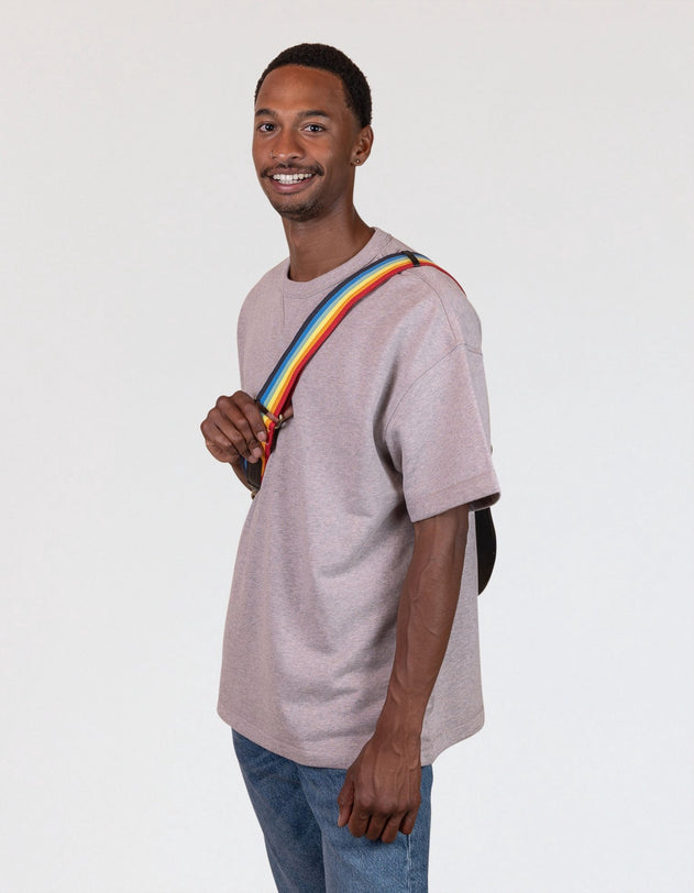 Rainbow Webbing Strap Black Classic Leather