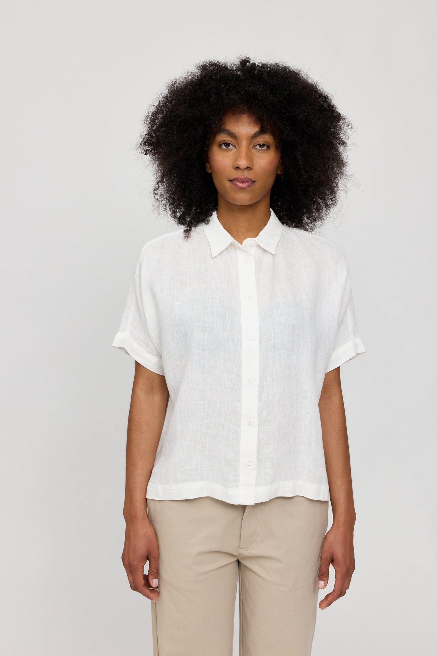 Women's Short Sleeve Linen Shirt