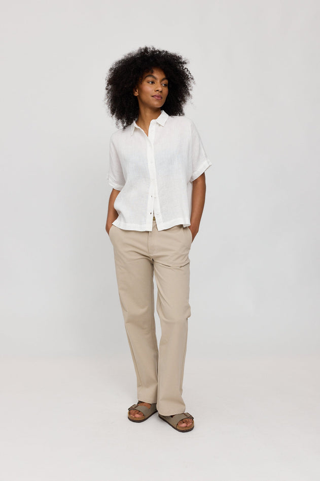 Women's Short Sleeve Linen Shirt
