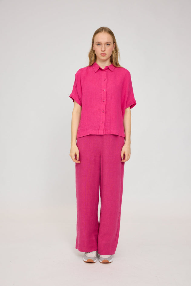 Women's Short Sleeve Linen Shirt