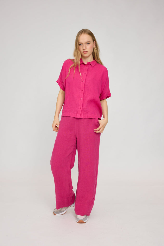 Women's Short Sleeve Linen Shirt