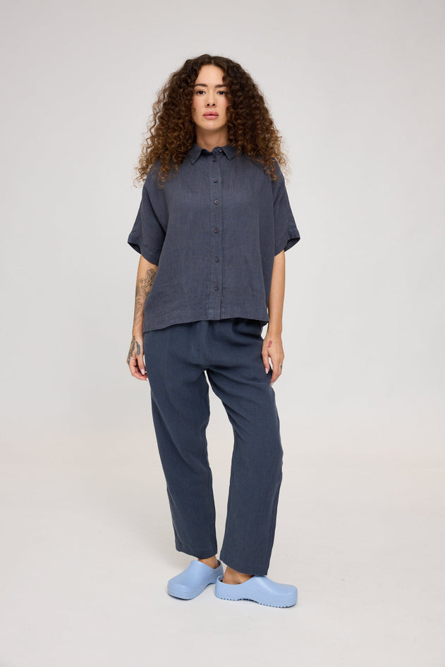 Women's Short Sleeve Linen Shirt