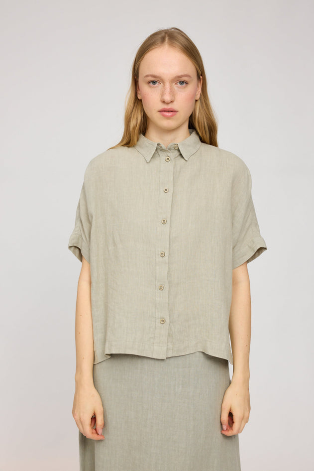 Women's Short Sleeve Linen Shirt