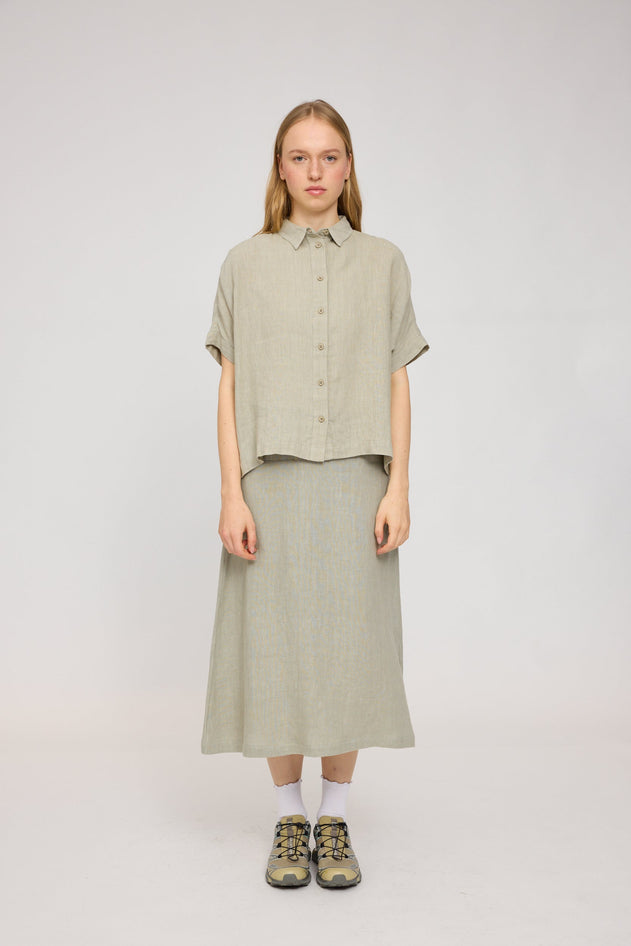 Women's Short Sleeve Linen Shirt