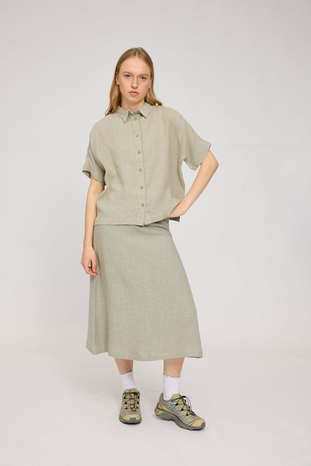 Women's Short Sleeve Linen Shirt