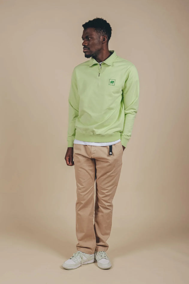 Men's Sauce Pigment Quarter Zip Sweater Spring Green