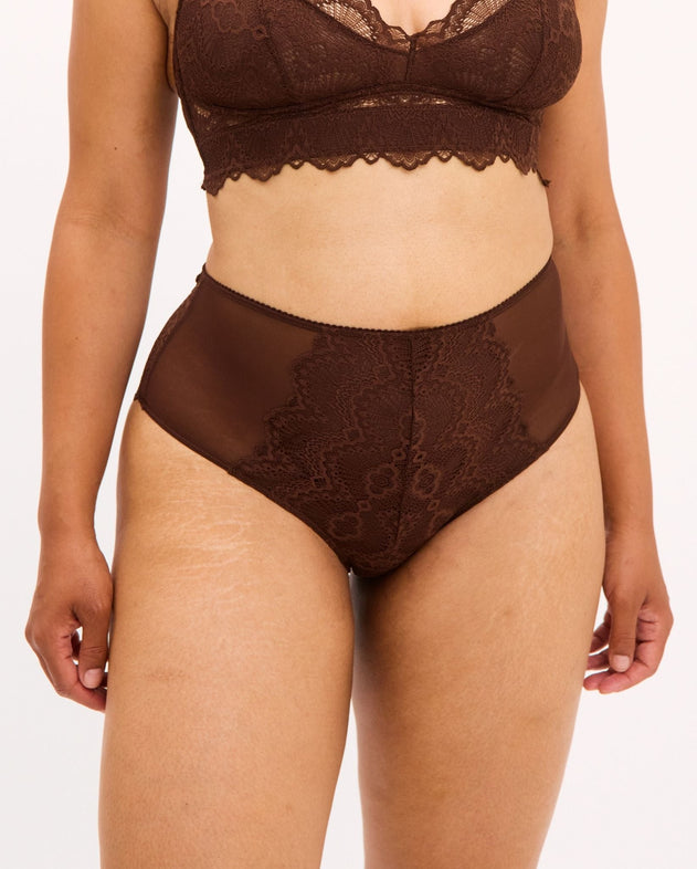Lace Highwaist Briefs Coffee