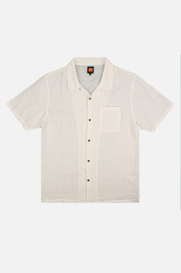 Men's San Miguel Linen Short Sleeve Camp Shirt Foam White