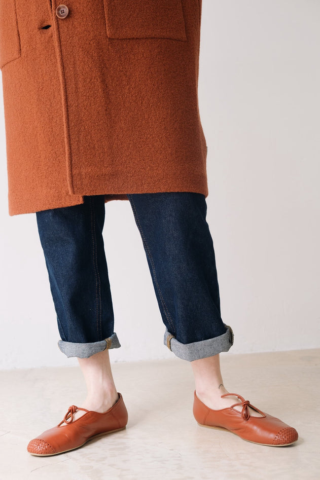 Merino Wool Long Coat in Red