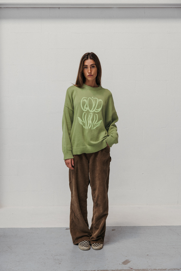 Printed Tulip Sweater Green