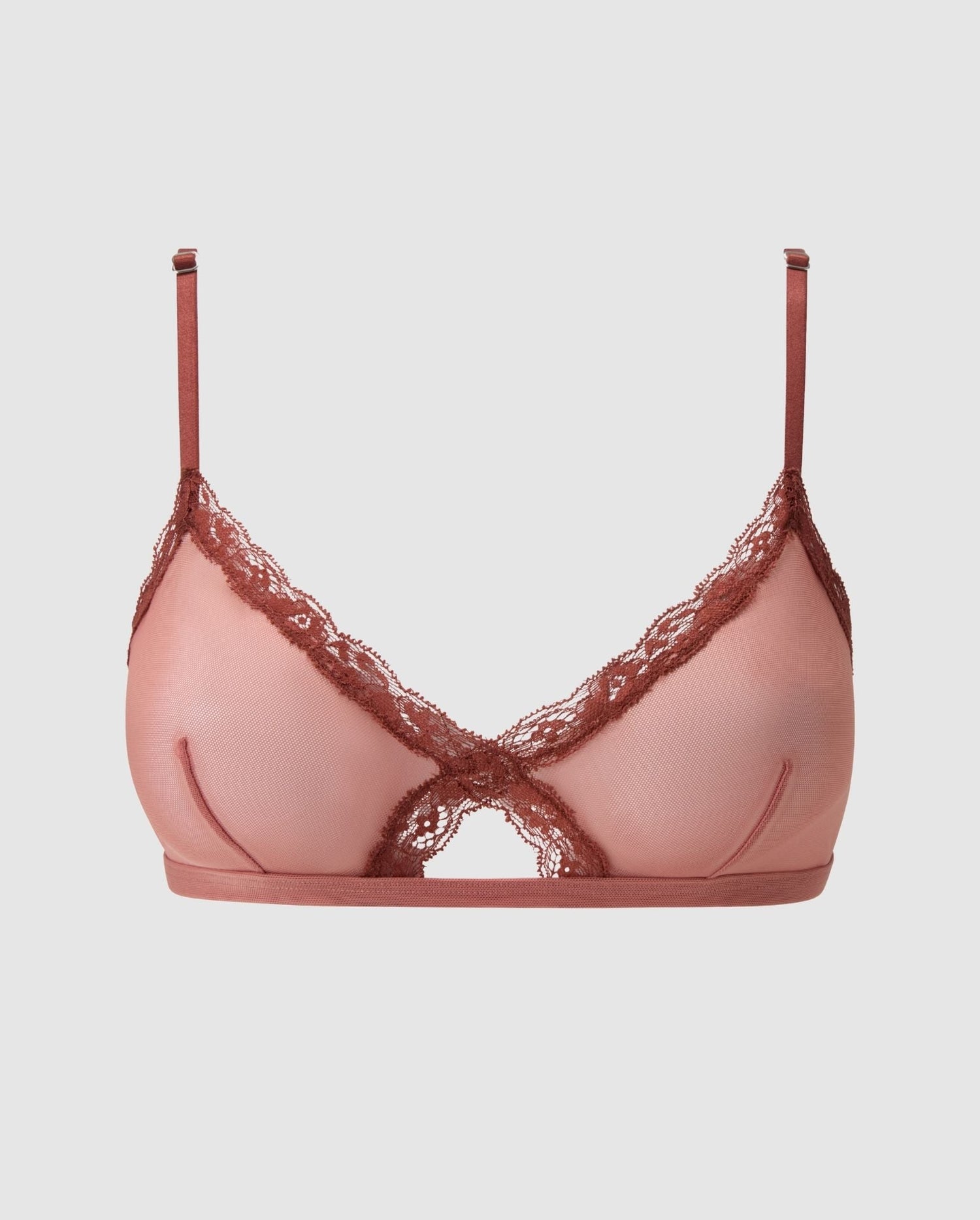 Mesh Lace Cut-Out Triangle Bralette Blush