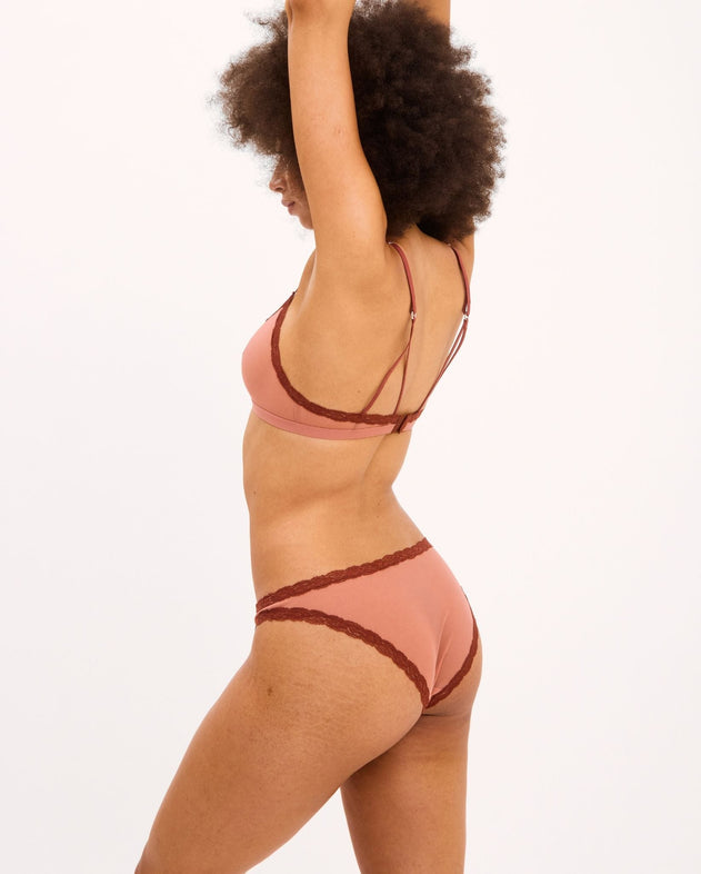 Mesh Lace Cut-Out Triangle Bralette Blush