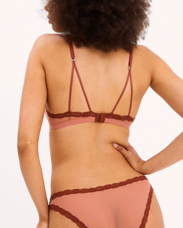 Mesh Lace Cut-Out Triangle Bralette Blush