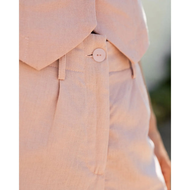 Cala Linen Blend Shorts Pink
