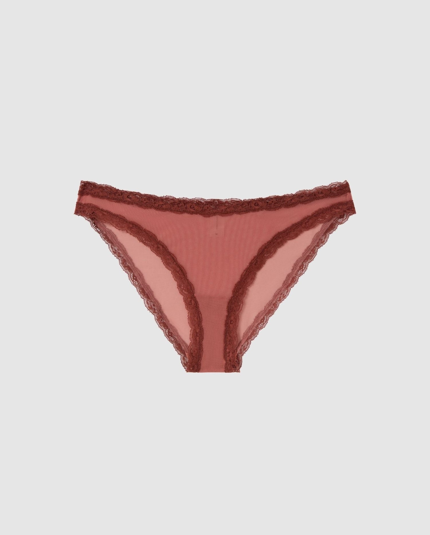 Mesh Lace Trim Bikini Briefs Blush