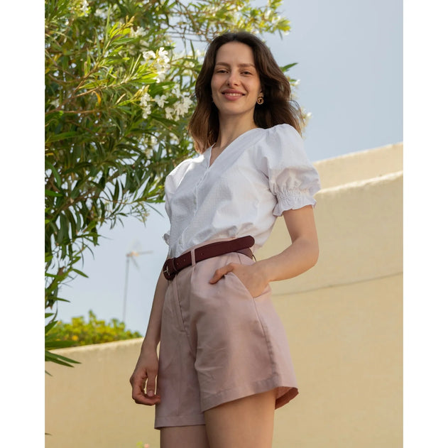 Cala Linen Blend Shorts Pink