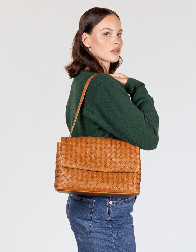 Kenzie Woven Bag Classic Leather Cognac Brown