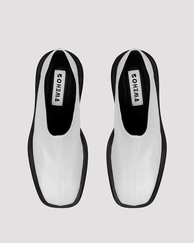 Squared Mule Grape Leather White