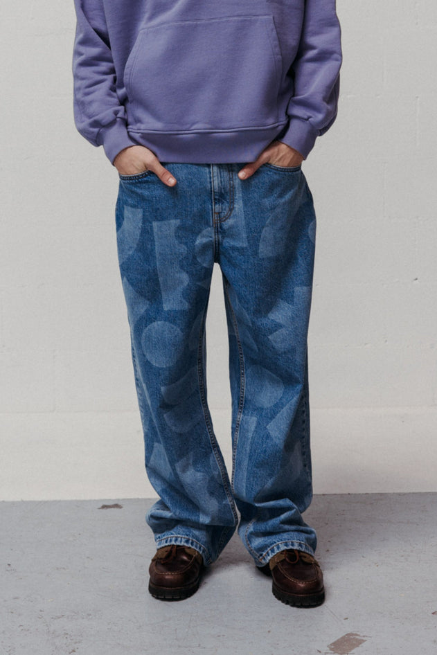 Laser Denim Pants Blue