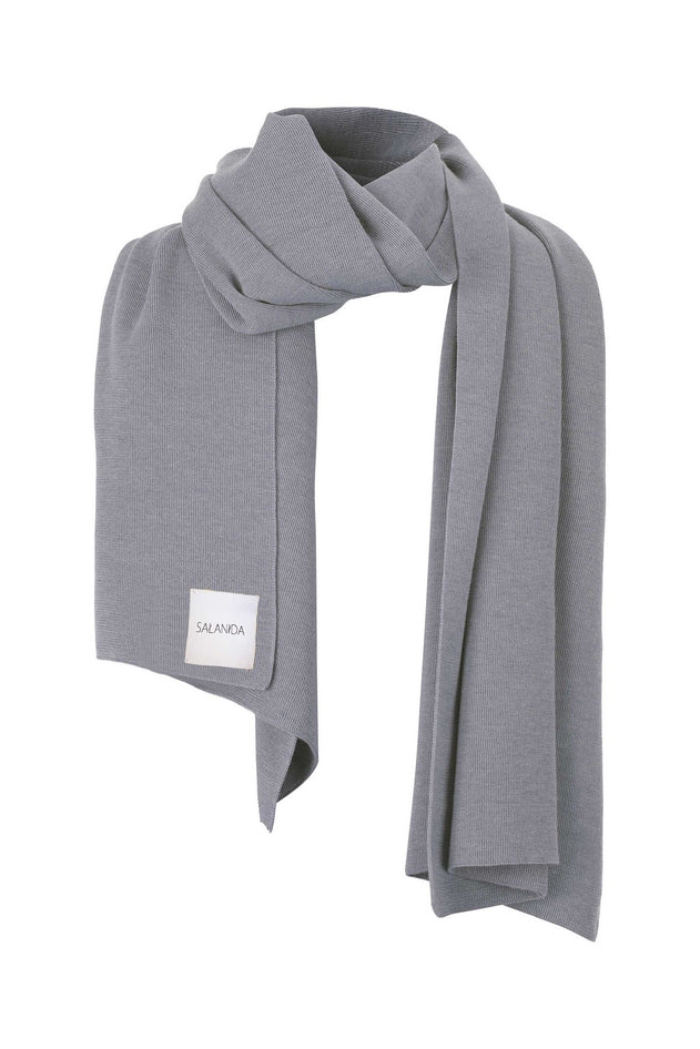 Via Merino Wool Scarf & Gloves Set Light Grey