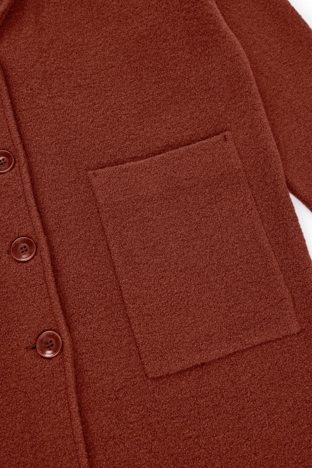 Merino Wool Long Coat in Red