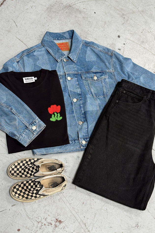 Tulip Print T-Shirt Black