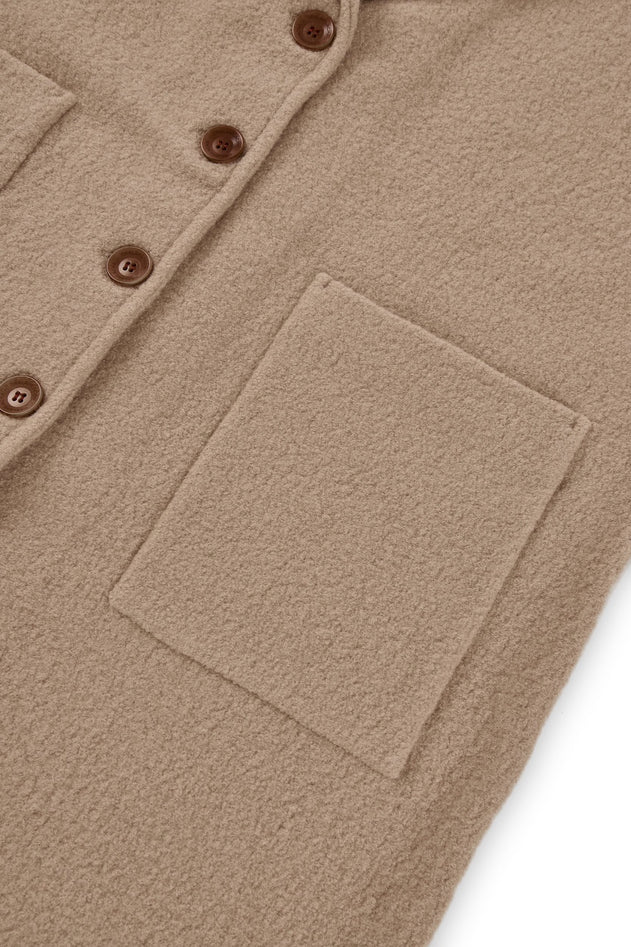 Merino Wool Long Coat in Beige