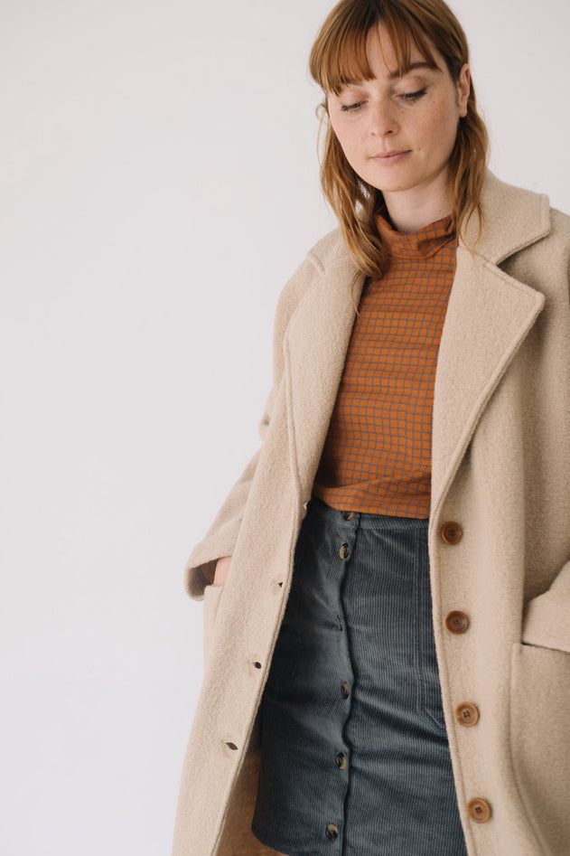 Merino Wool Long Coat in Beige
