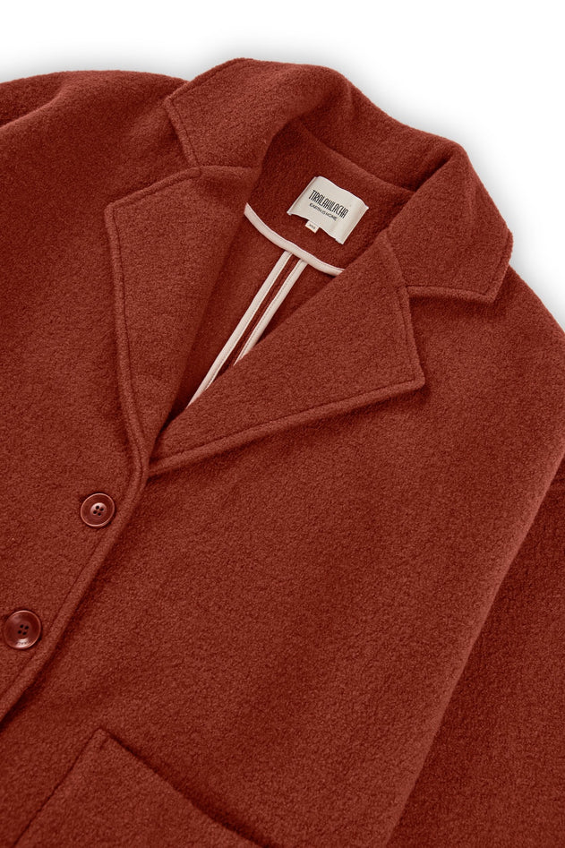Merino Wool Long Coat in Red
