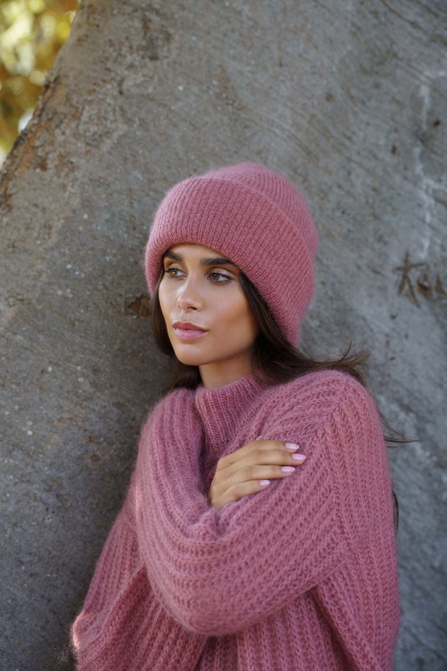 Pippa Mohair Beanie Powder Pink