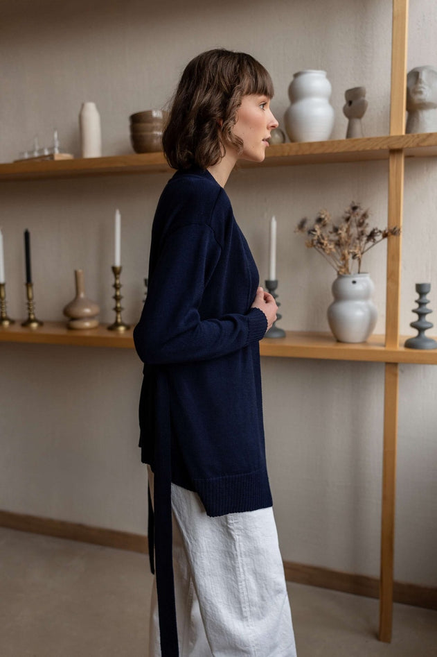 Merino Wool Cardigan With a Belt