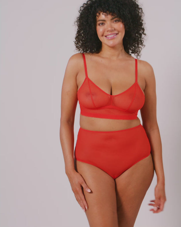 Mesh Highwaist Briefs 3-Pack Fiery Red