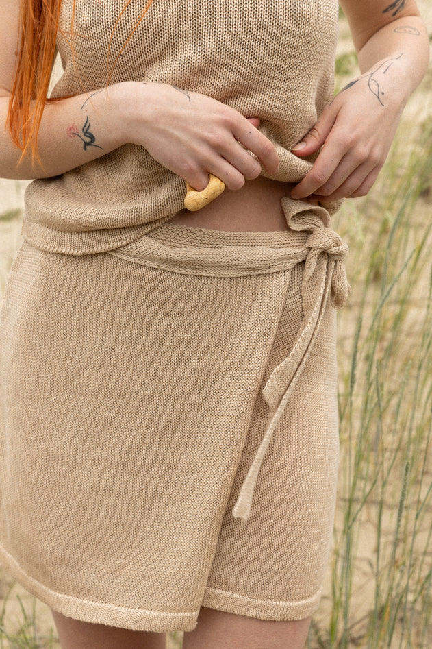 Mare Linen Wrap Skirt Sand