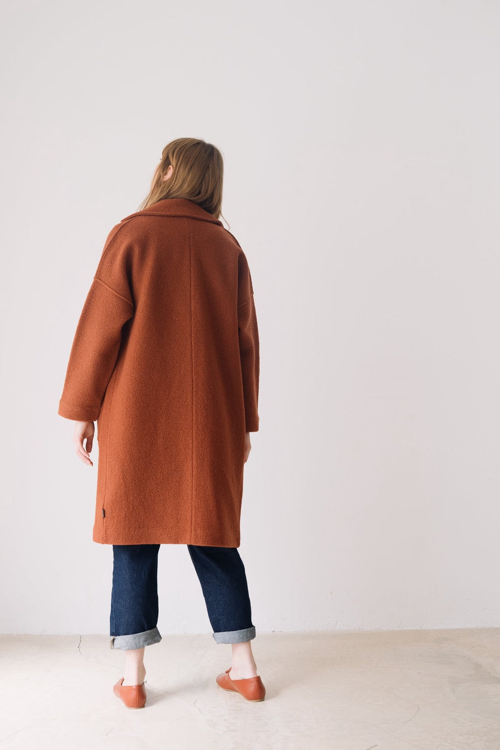 Merino Wool Long Coat in Red
