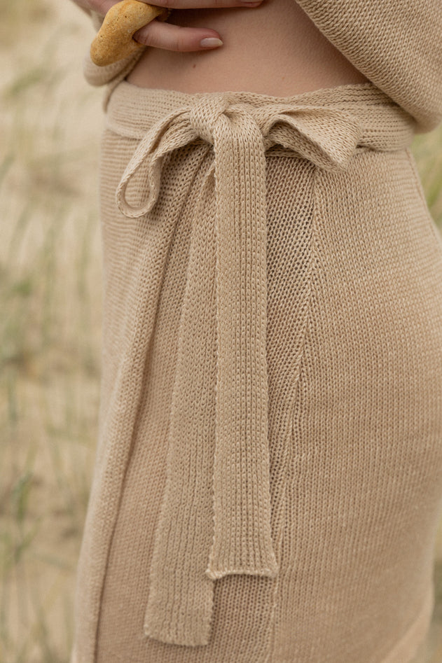Mare Linen Wrap Skirt Sand