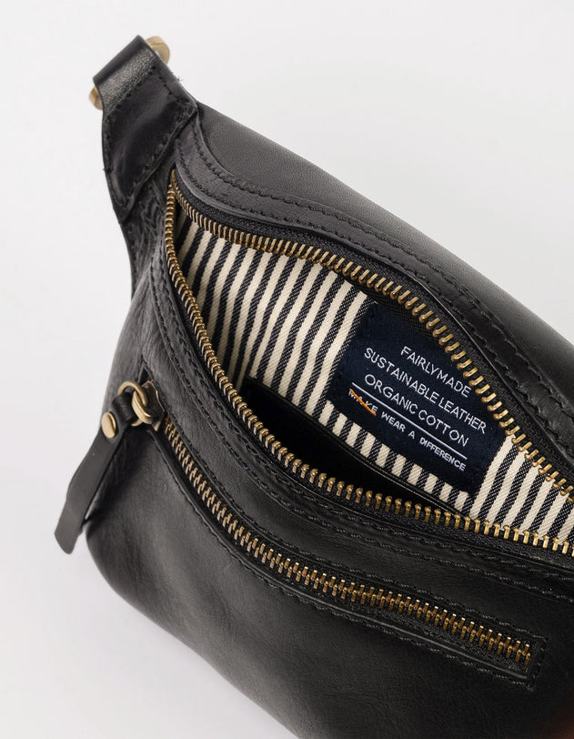 Beck's Bum Bag Black Checkered Stromboli Leather