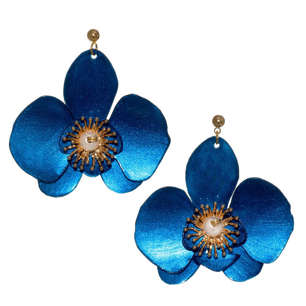 Butterfly Orchid Stud Earrings Seadust Green