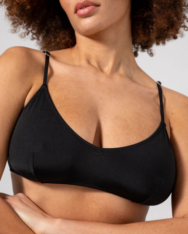 Strappy Scoop Bikini Top Black